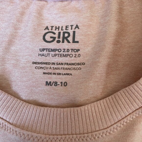 Athleta Girl Uptempo 2.0 Long Sleeve Crew Neck T-shirt Light Pink, Size M  Soft - Picture 3 of 8